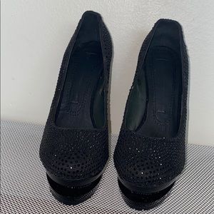 Black Rhinestone Platform Heel